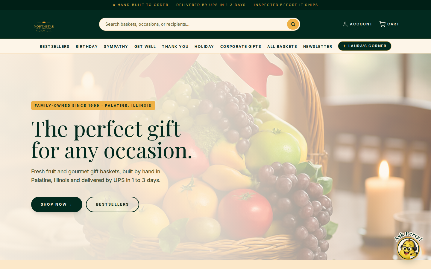 GiftBench storefront running for Northstar Fruit & Gift Baskets