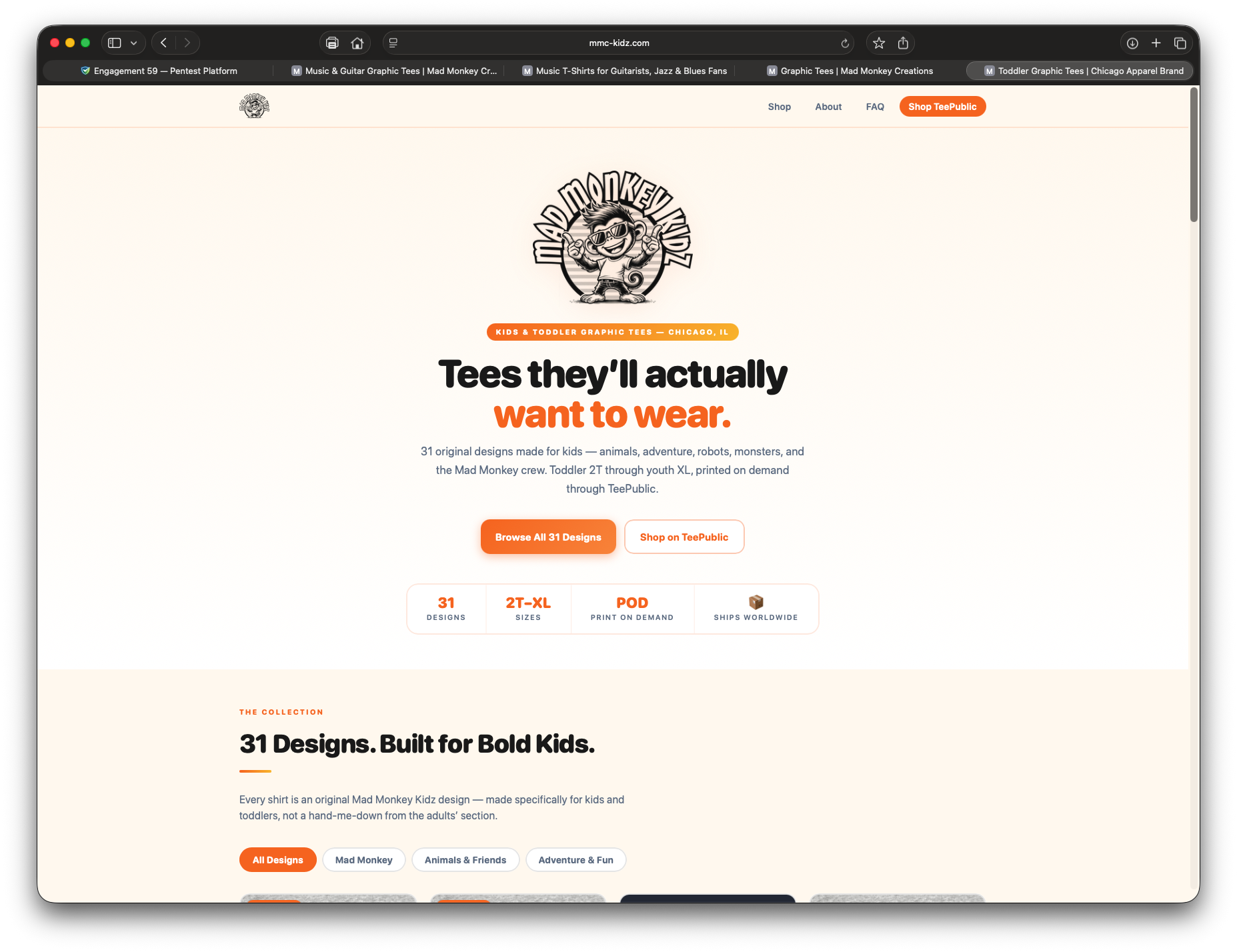 Mad Monkey Kidz — live product screenshot