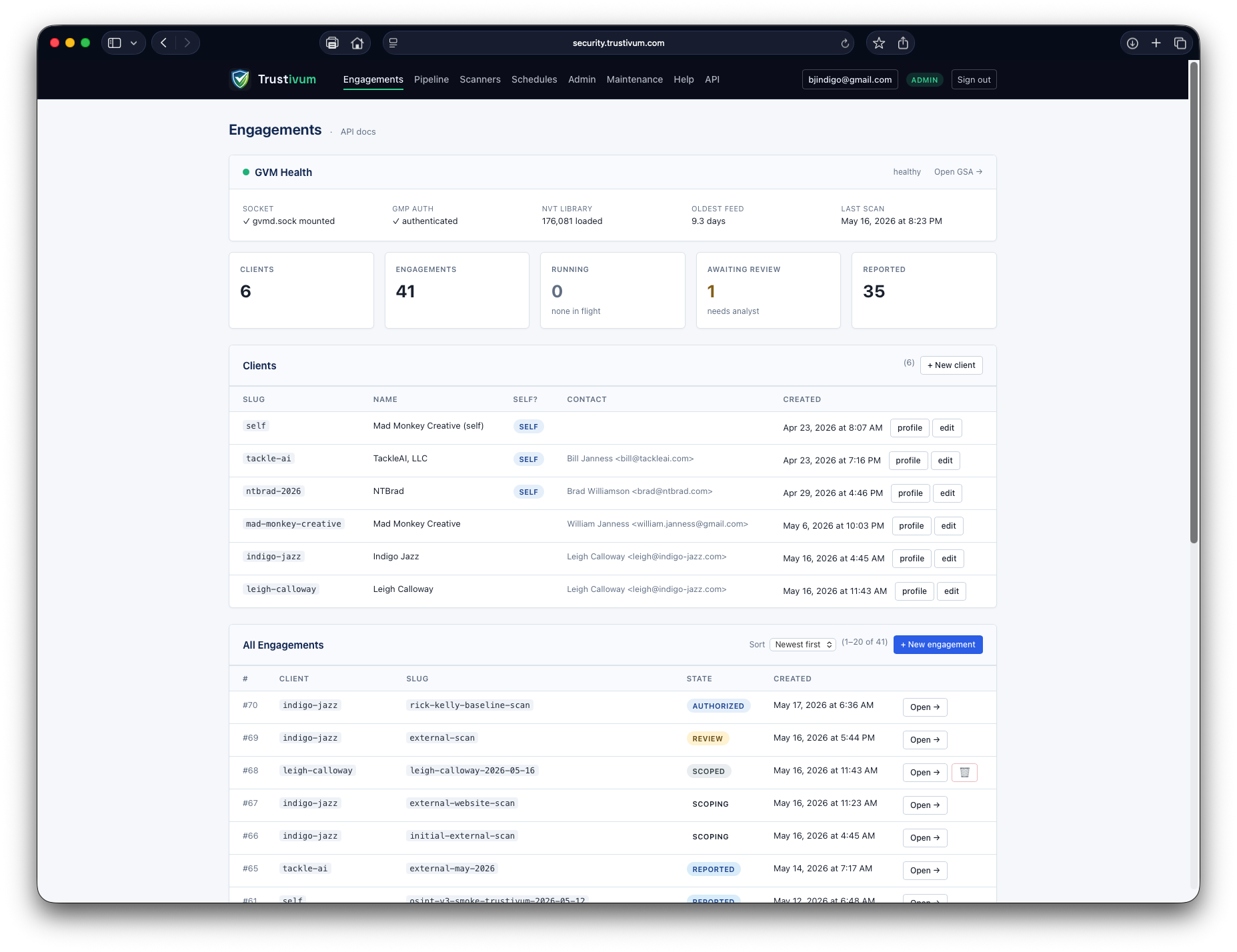 Trustivum: Security — live product screenshot