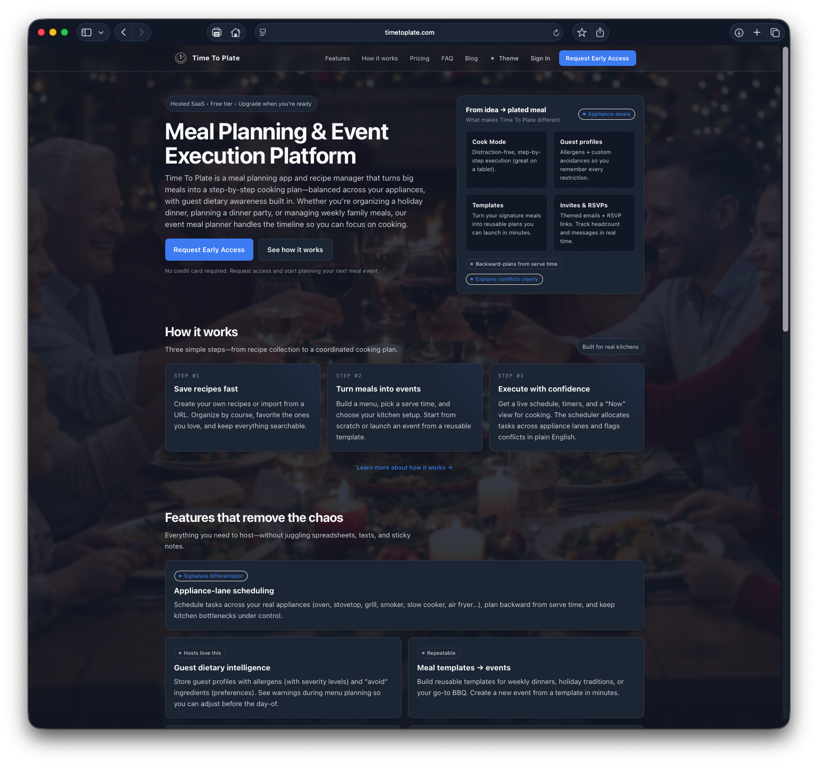 Time To Plate — live product screenshot